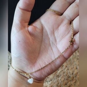 Stainless Steel Chain Necklace w/ White Quartz Pendant